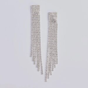 Pretty Shine Rhinestone Fringe Earrings