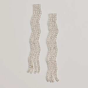 Glam Moment Wavy Rhinestone Fringe Earrings