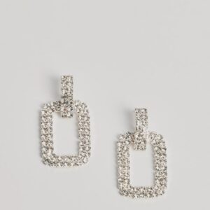 Luxe Shine Rhinestone Square-Shaped Drop Earrings