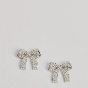 Sweetly Chic Faux Pearl Bow Stud Earrings