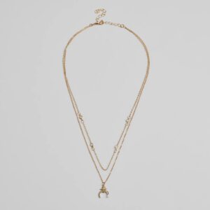 New Moon Star Charm Layered Necklace