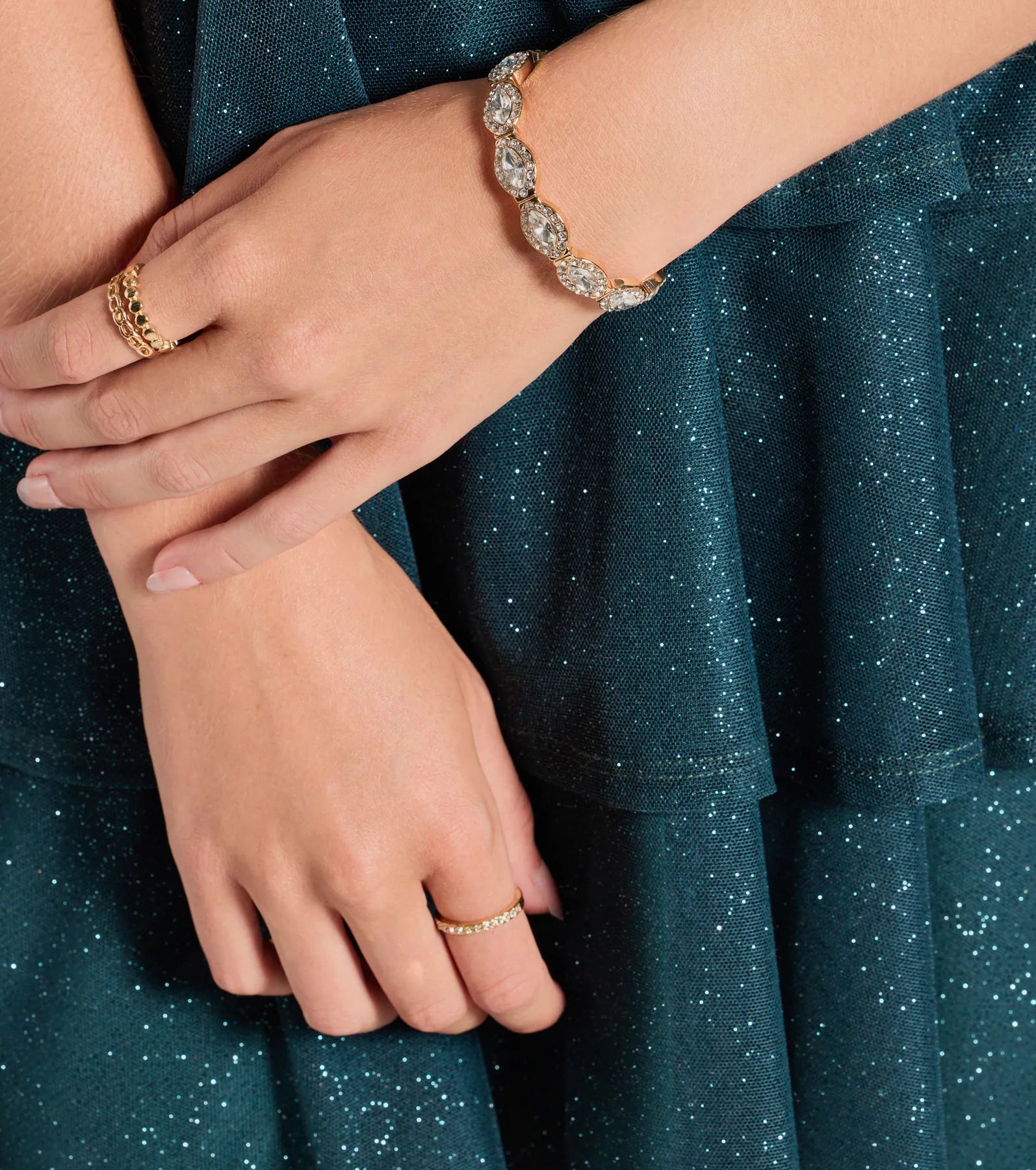 Glittering Element Rhinestone Stretch Bracelet - Image 2