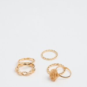 Delicate Rose Seven-Pack Ring Set