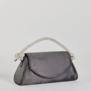 Glam Aspiration Rhinestone Strap Satin Handbag