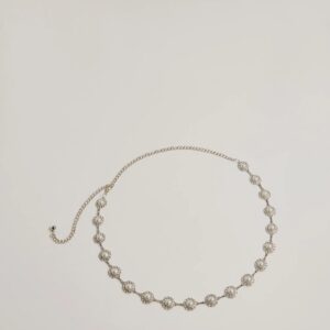 Elevated Chic Rhinestone And Faux Pearl Chain Belt