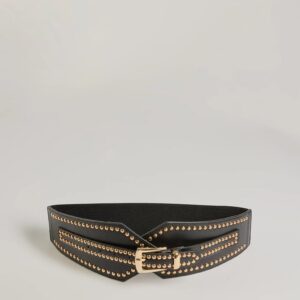 Rebel Edge Faux Leather Studded Stretch Belt
