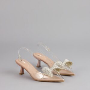 Pretty Precision Rhinestone Bow Slingback Mules