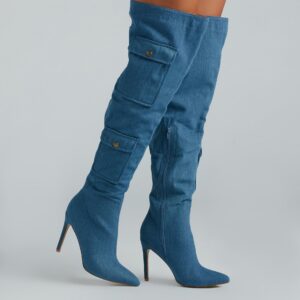 Bold Babe Denim Over-The-Knee Stiletto Boots