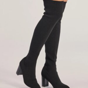 Chic Stride Knit Over-The-Knee Boots