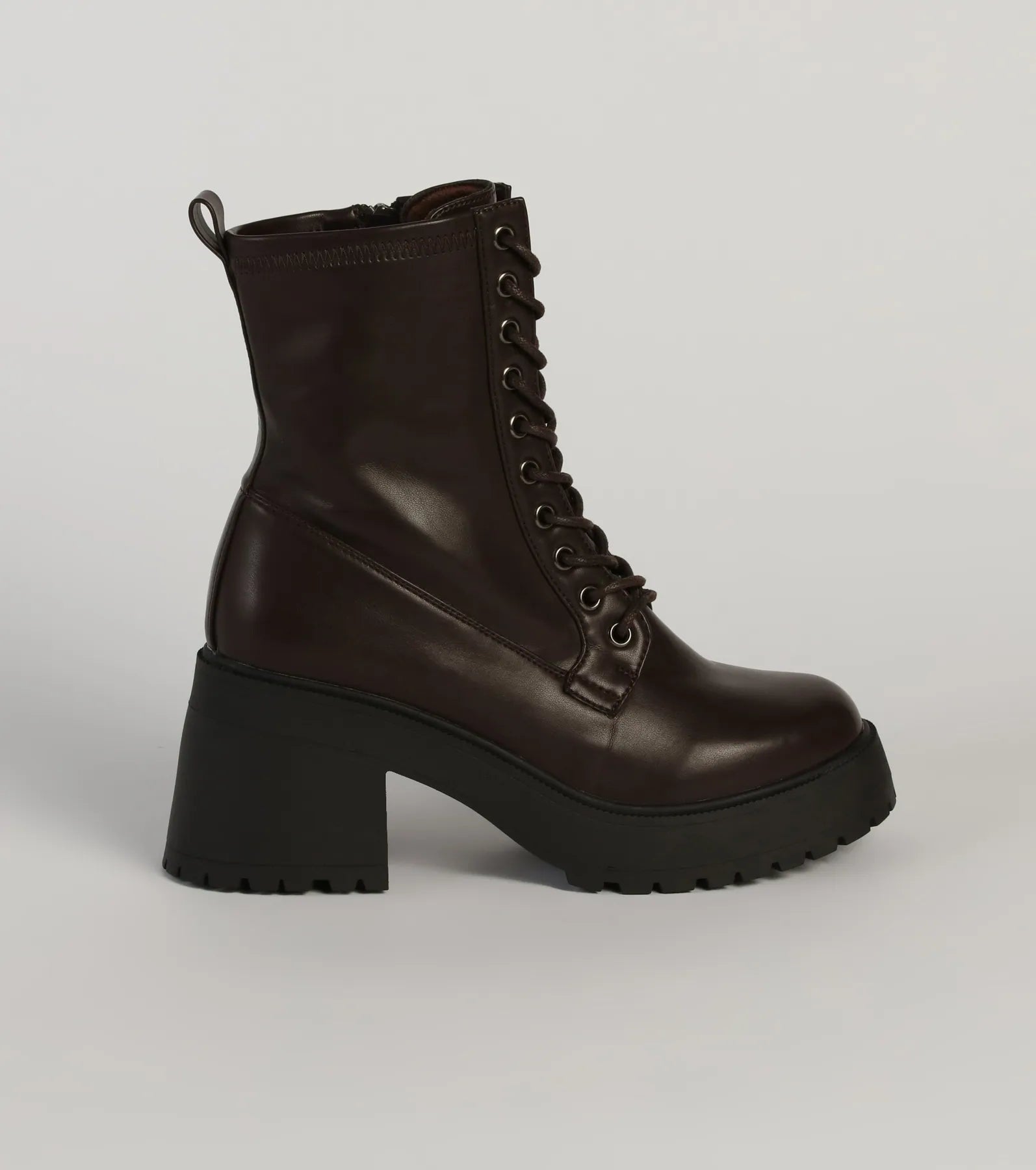 Got The Look Faux Leather Lace Up Lug Booties - Image 2