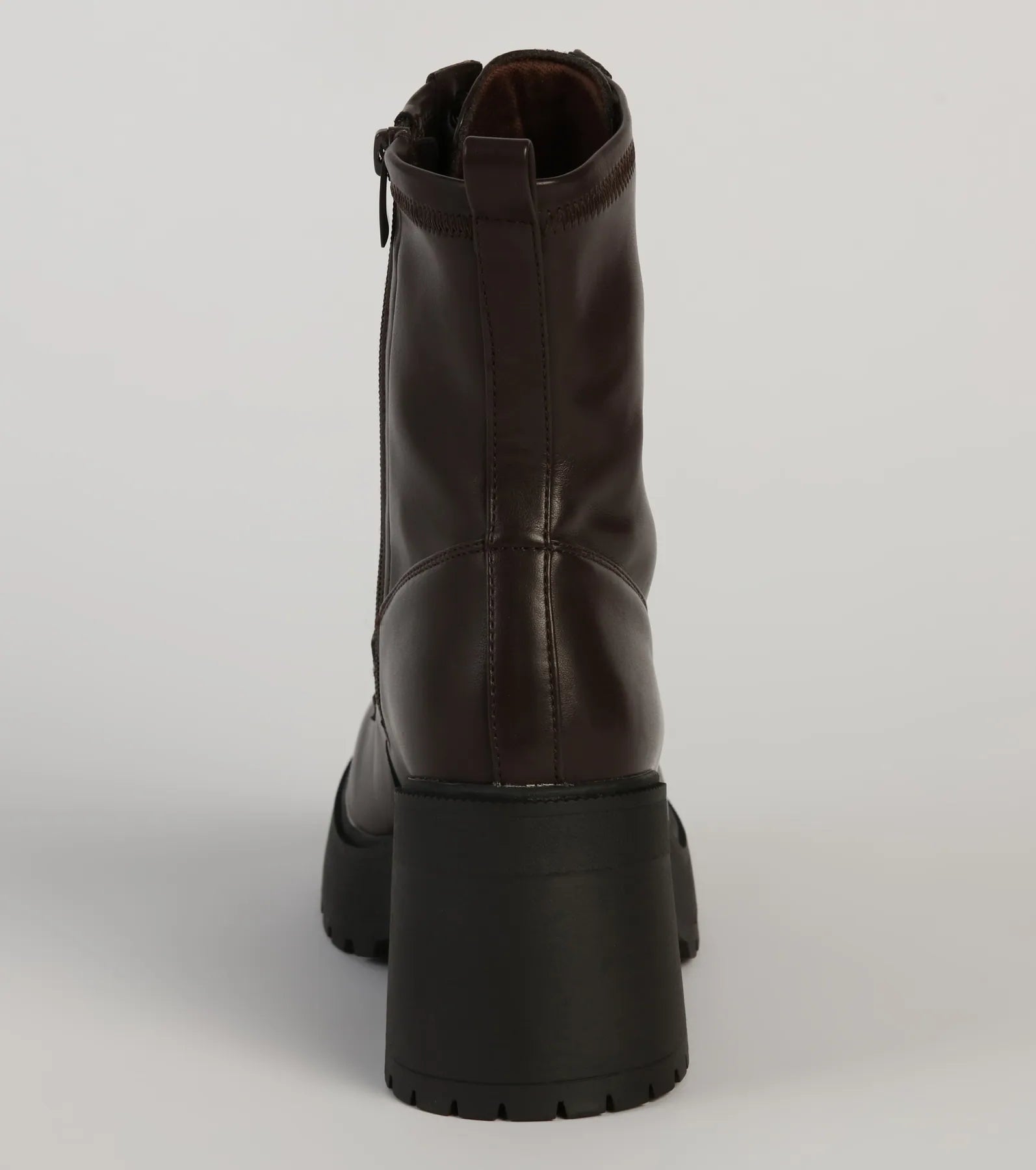Got The Look Faux Leather Lace Up Lug Booties - Image 4