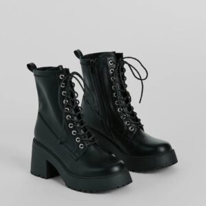 Tough Girl Chic Platform Combat Lug Booties